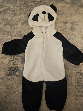 Michley Kids Panda Costume Hooded One-Piece - Black & White